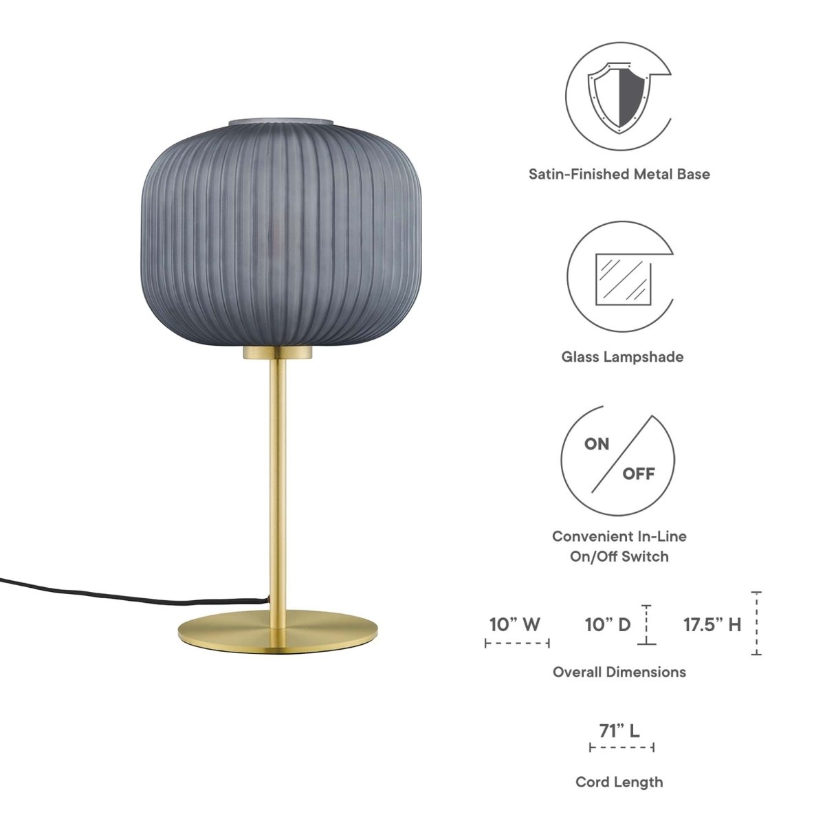 Glass Sphere Table Lamp β Black and Satin Brass - Lighting - Alpine Outlets