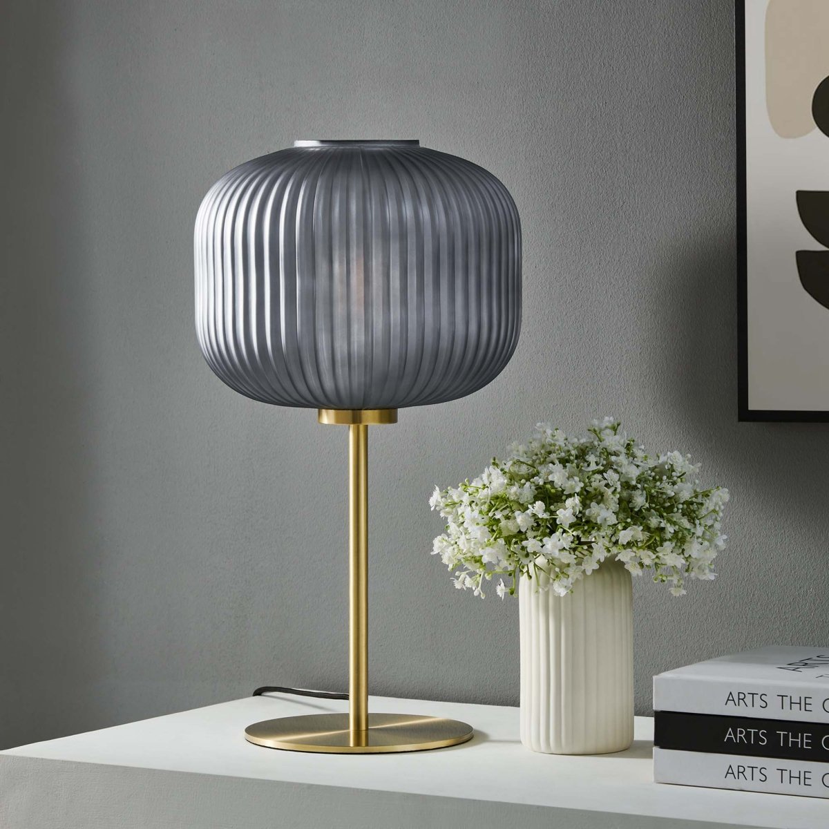 Glass Sphere Table Lamp β Black and Satin Brass - Lighting - Alpine Outlets