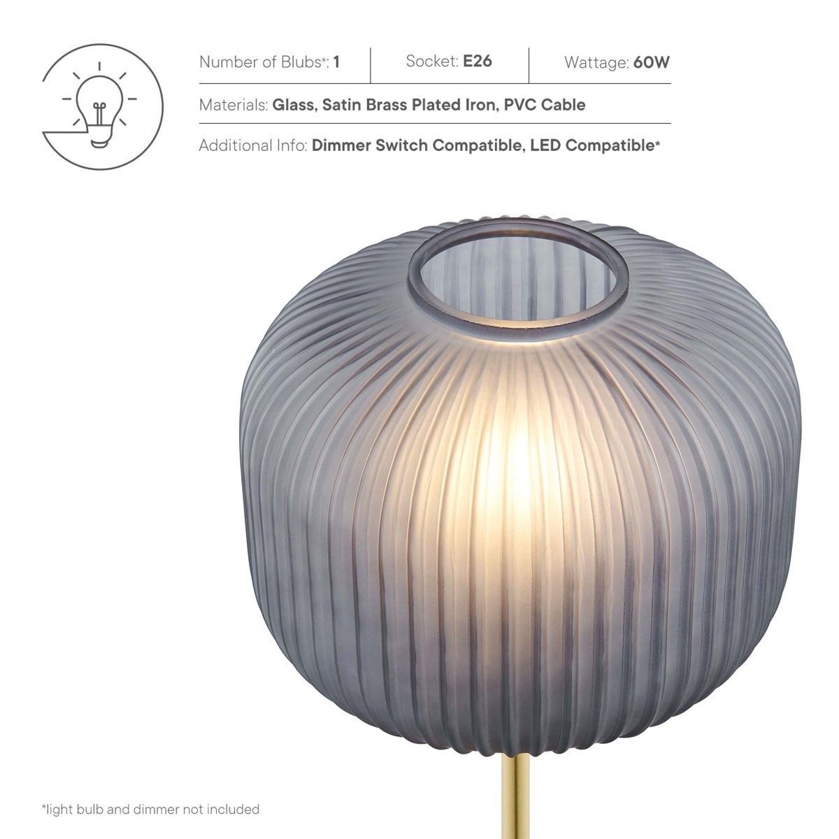 Glass Sphere Table Lamp β Black and Satin Brass - Lighting - Alpine Outlets