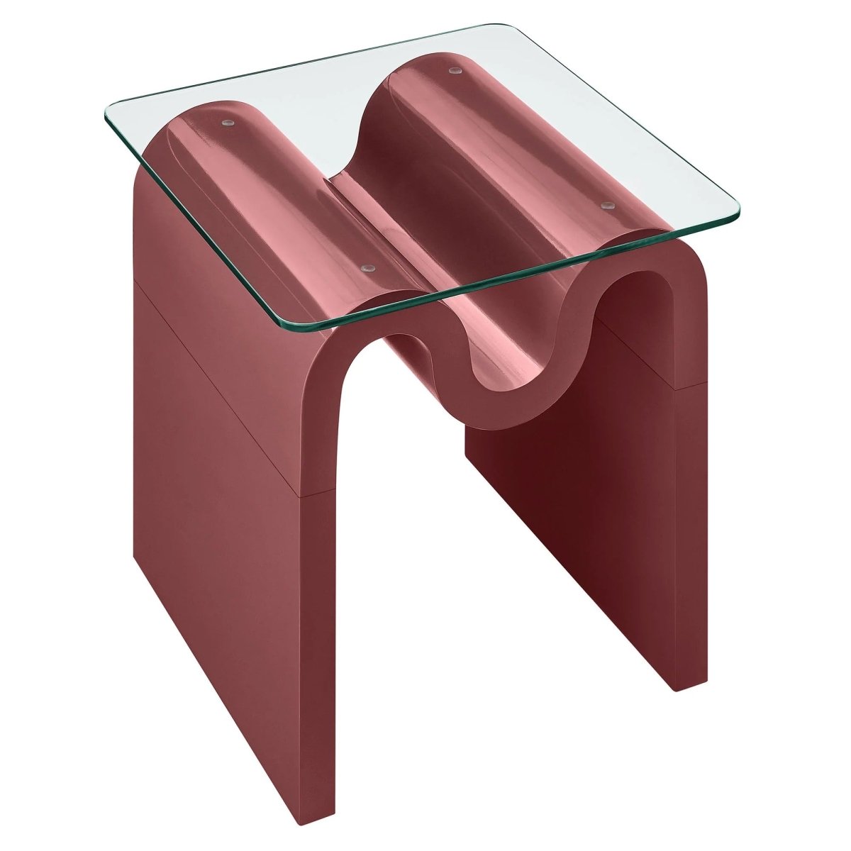 Glass Top Side Table with Wave Base – 17 Inch - End & Side Tables available at Alpine Outlets in Denver