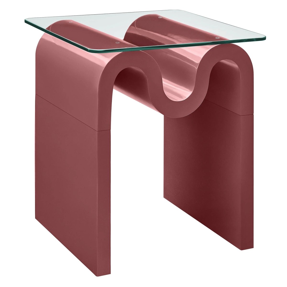 Glass Top Side Table with Wave Base – 17 Inch - End & Side Tables available at Alpine Outlets in Denver