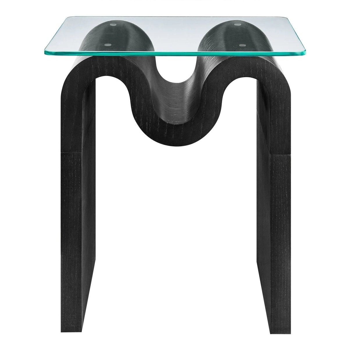 Glass Top Side Table with Wave Base – 17 Inch - End & Side Tables available at Alpine Outlets in Denver