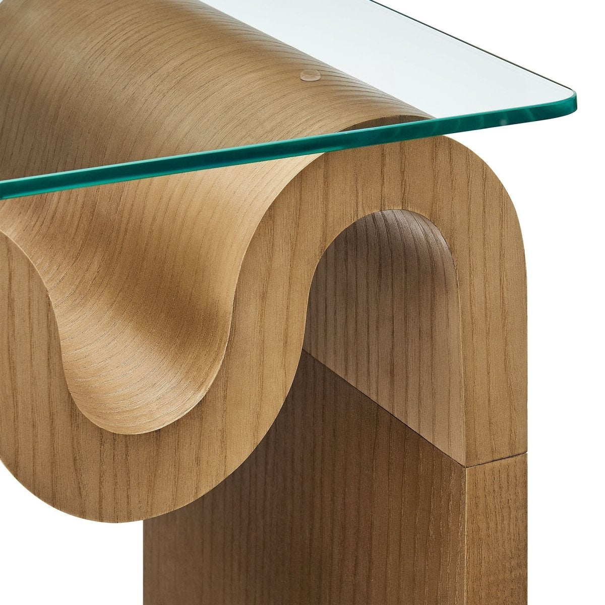 Glass Top Side Table with Wave Base – 17 Inch - End & Side Tables available at Alpine Outlets in Denver