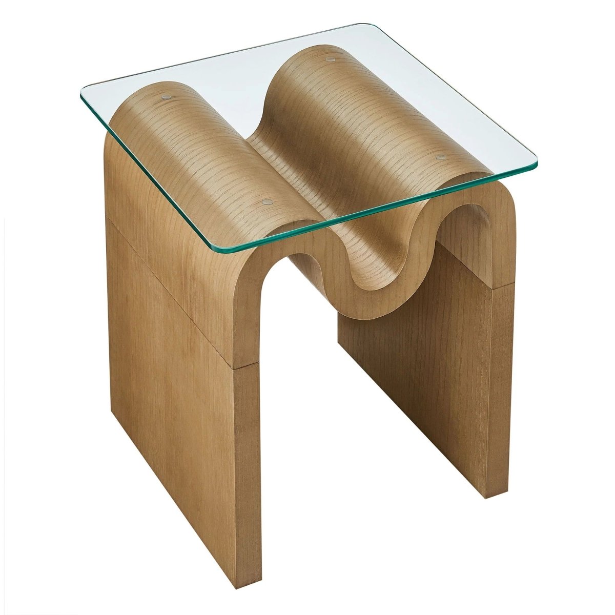 Glass Top Side Table with Wave Base – 17 Inch - End & Side Tables available at Alpine Outlets in Denver