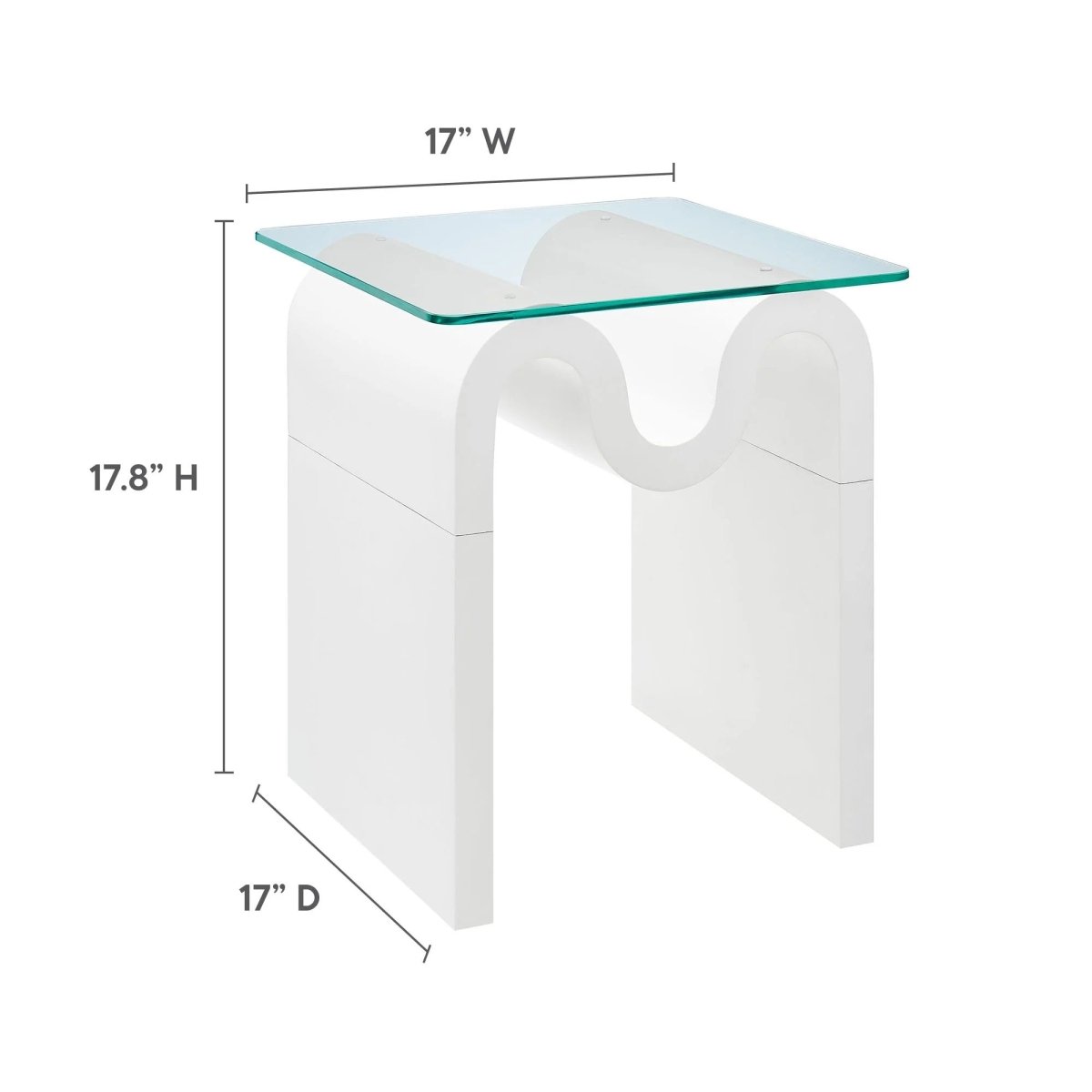 Glass Top Side Table with Wave Base – 17 Inch - End & Side Tables available at Alpine Outlets in Denver