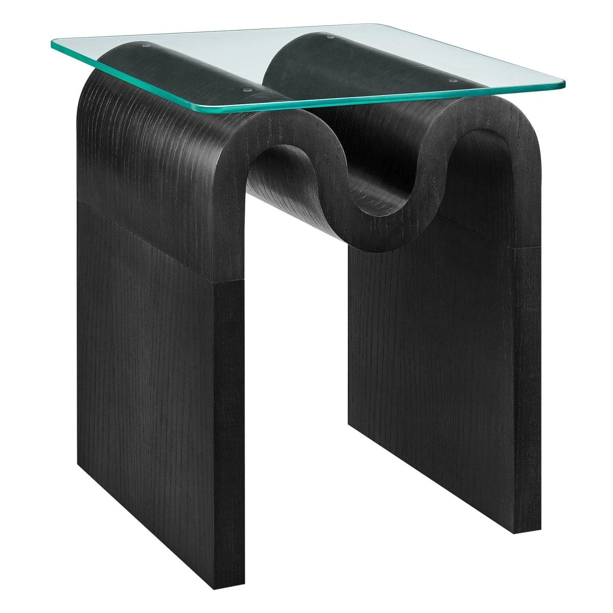 Glass Top Side Table with Wave Base – 17 Inch - End & Side Tables available at Alpine Outlets in Denver