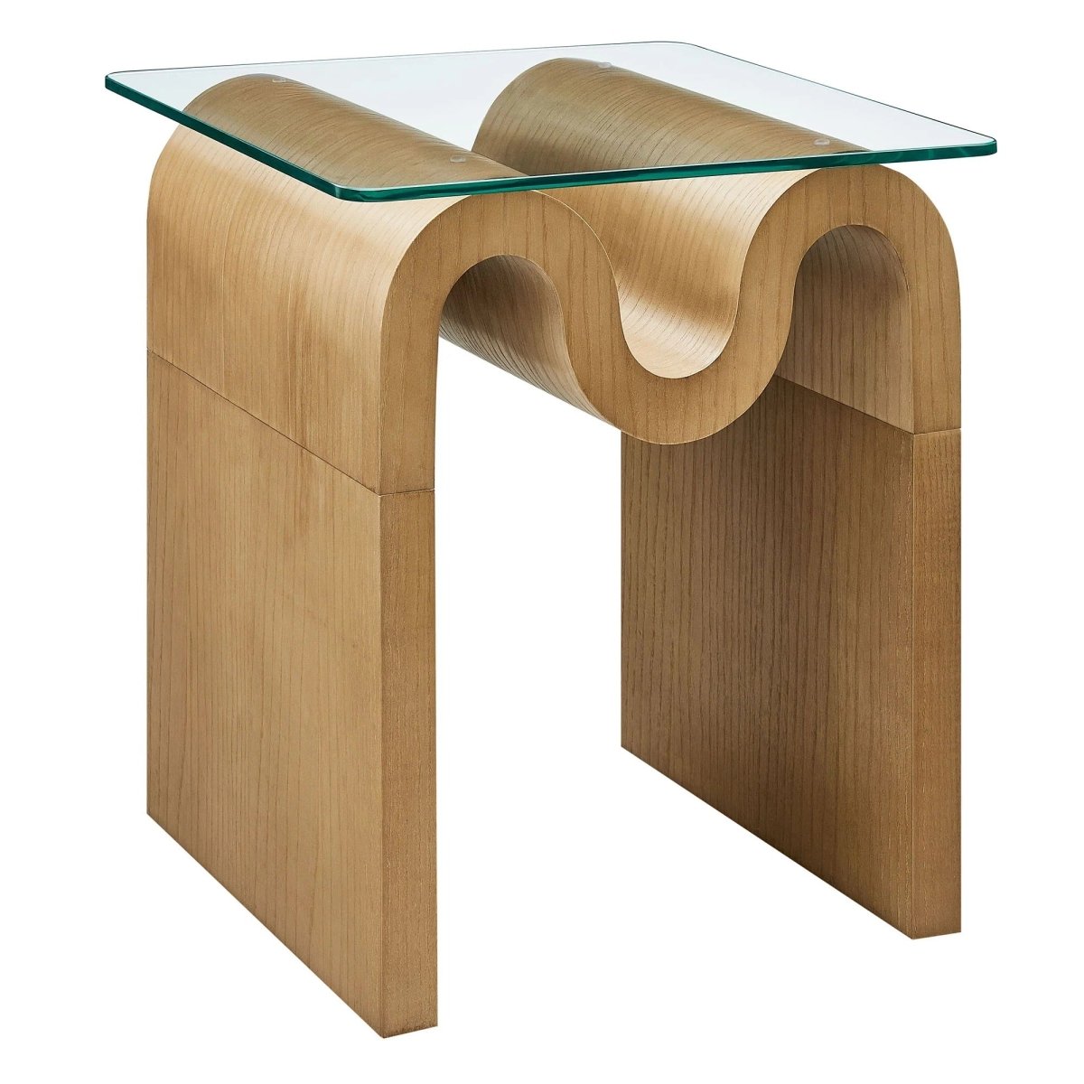 Glass Top Side Table with Wave Base – 17 Inch - End & Side Tables available at Alpine Outlets in Denver