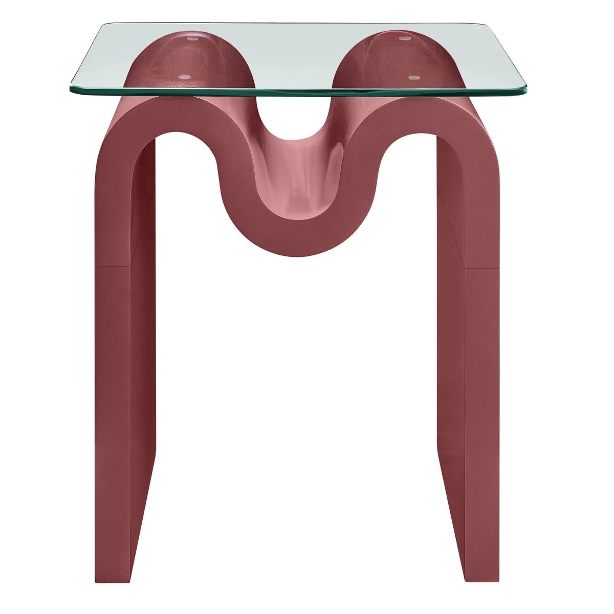 Glass Top Side Table with Wave Base – 17 Inch - End & Side Tables available at Alpine Outlets in Denver