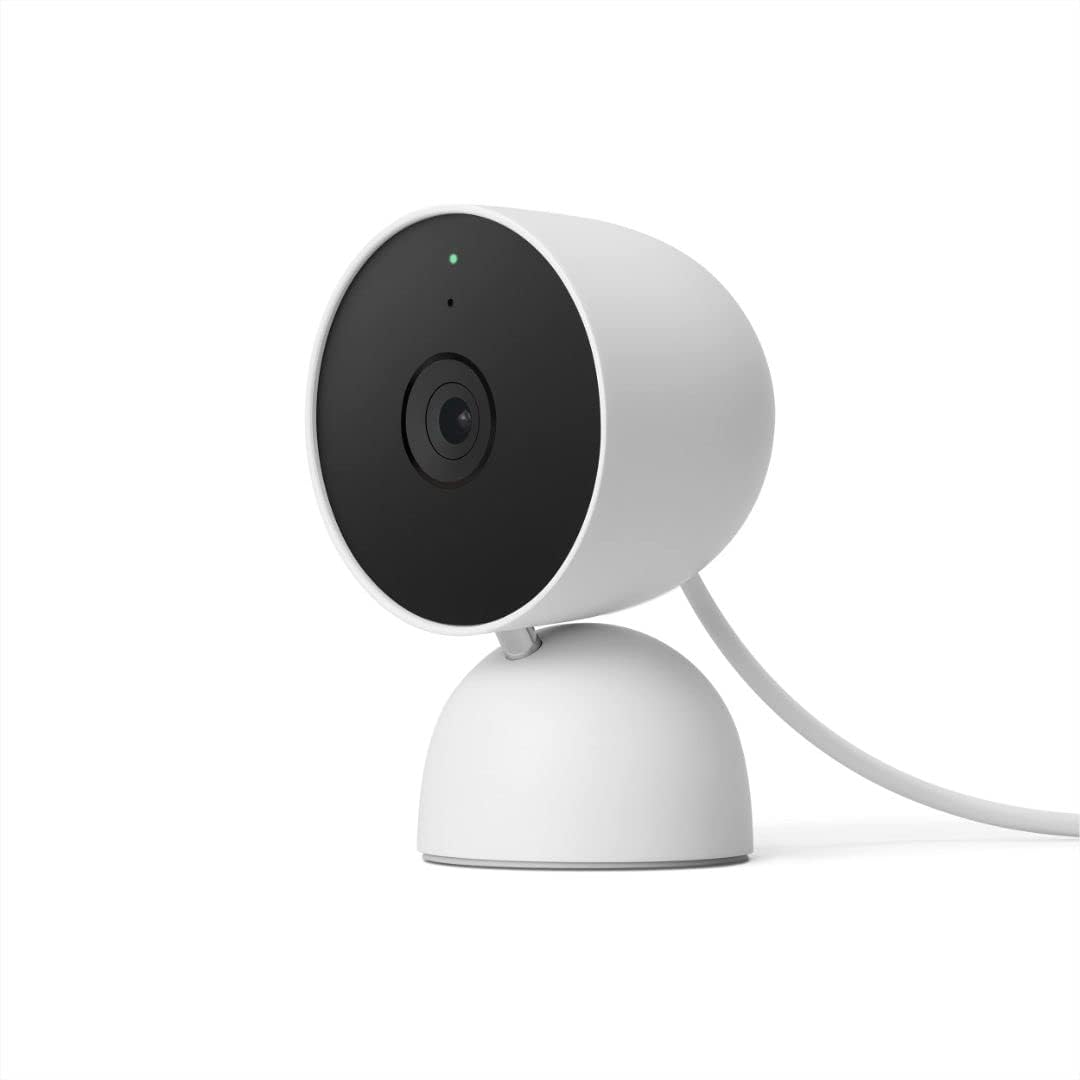 Google Nest Cam indoor wired second generation in Snow with integrated stand