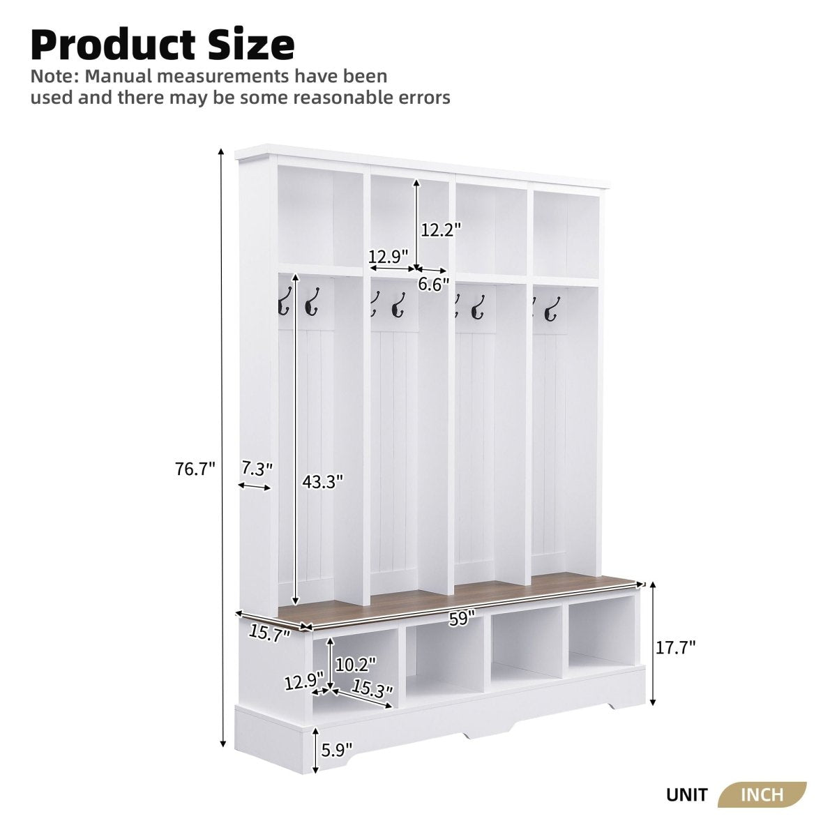 Hall Tree With 8 Hooks, Practical Entryway Bench With Open Compartments - Hall Trees available at Alpine Outlets in Denver