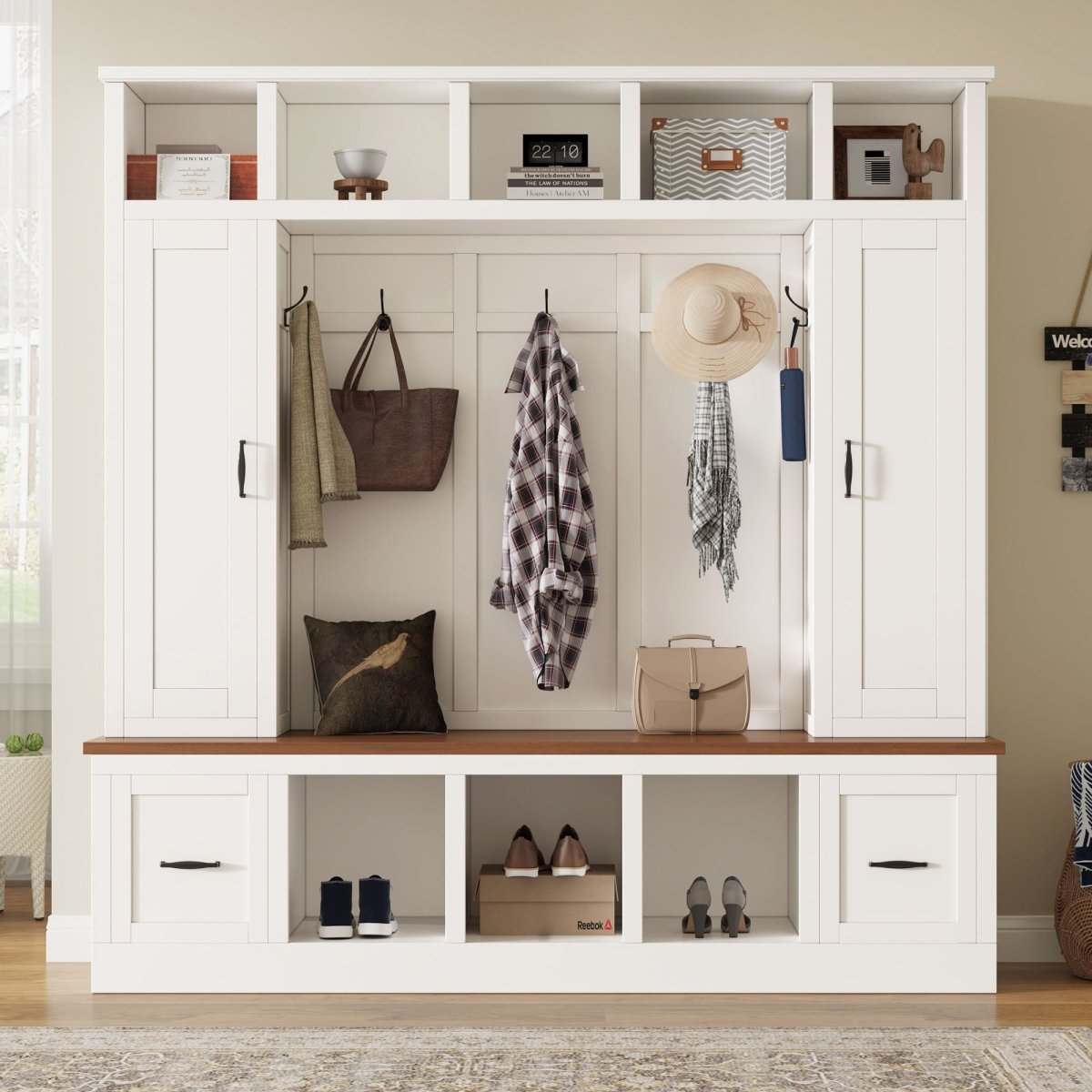 Hall Tree With Storage Bench, Entryway Coat Rack With Hooks - Hall Trees available at Alpine Outlets in Denver