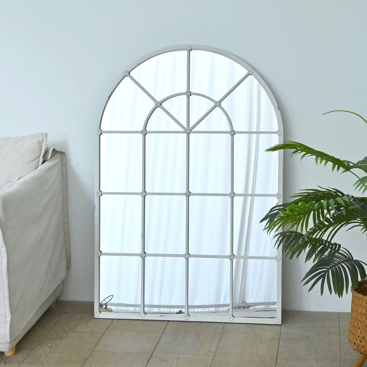 Handmade Arched Mirror, Windows Design For Entryway - White - Arched Mirrors available at Alpine Outlets in Denver