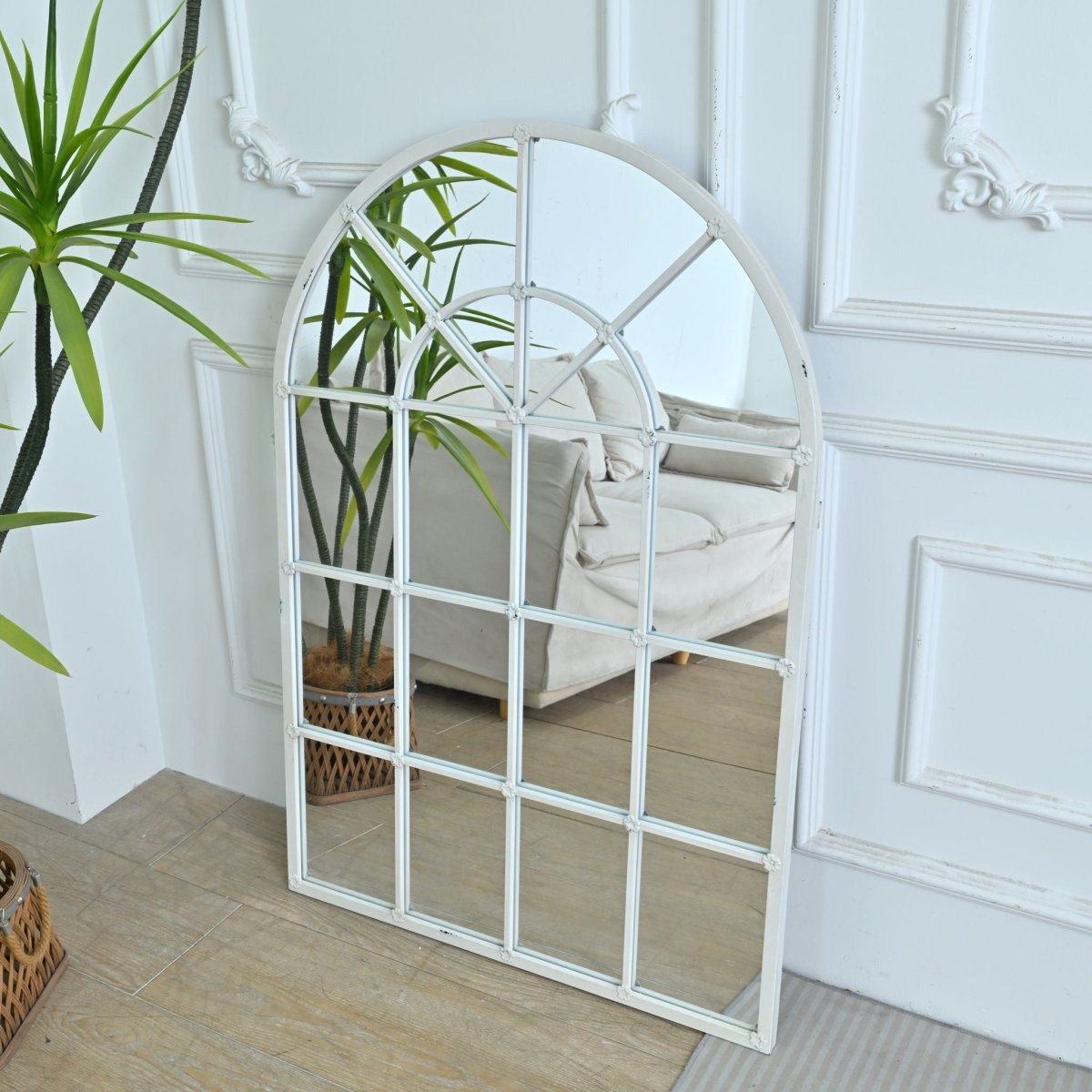 Handmade Arched Mirror, Windows Design For Entryway - White - Arched Mirrors available at Alpine Outlets in Denver