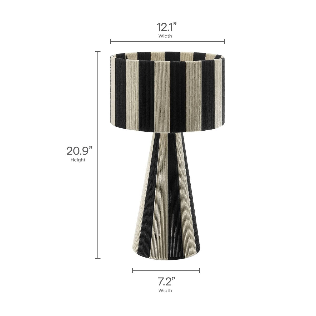 Handwoven Cotton Thread Striped Table Lamp – Black - Lighting - Alpine Outlets