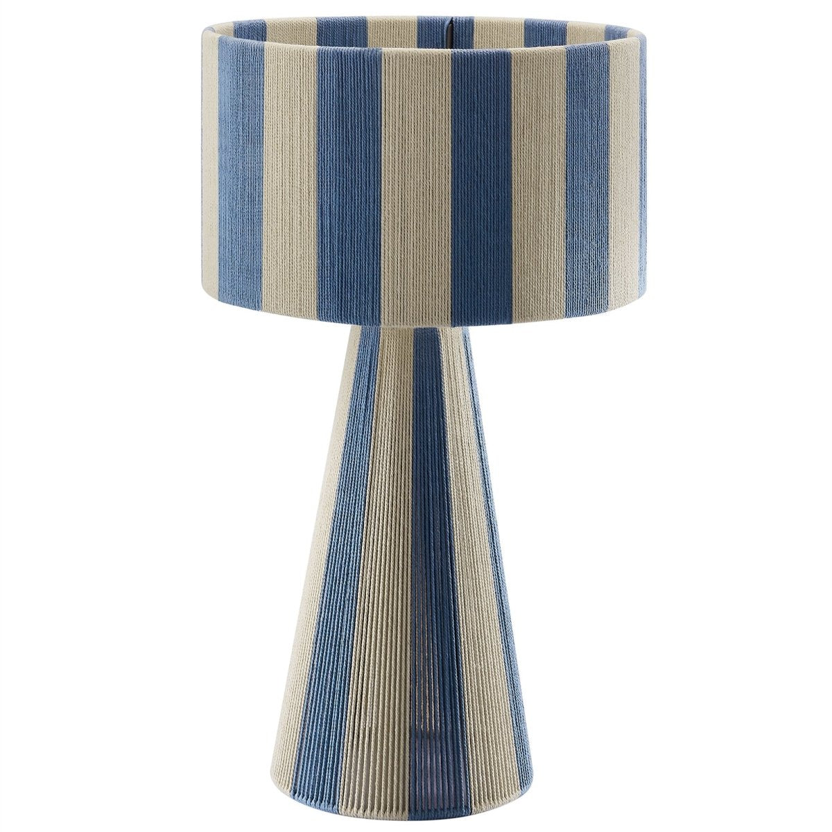 Handwoven Cotton Thread Striped Table Lamp – Capri Blue - Lighting - Alpine Outlets