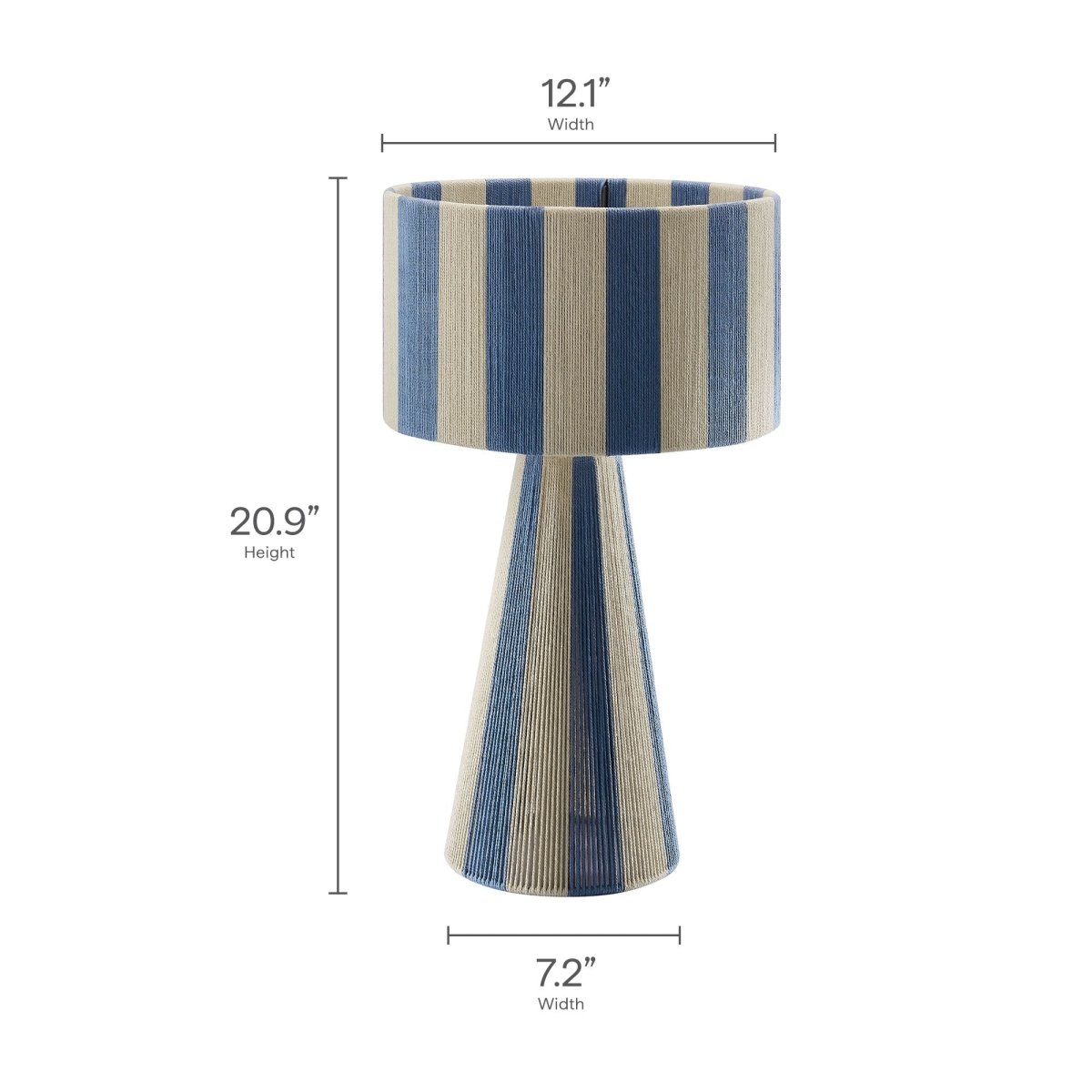 Handwoven Cotton Thread Striped Table Lamp – Capri Blue - Lighting - Alpine Outlets