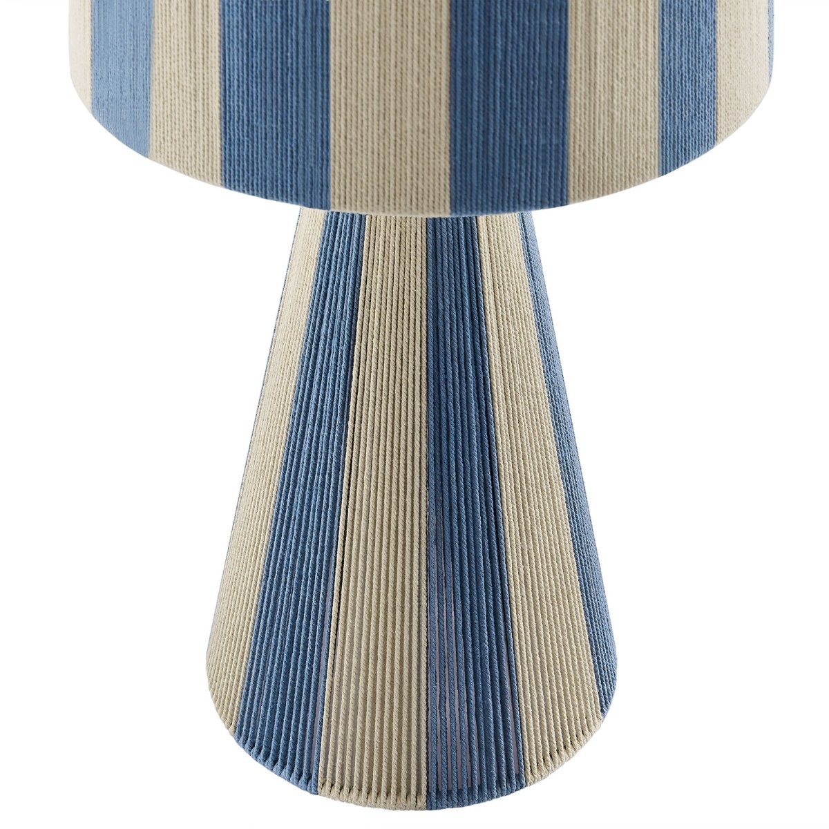 Handwoven Cotton Thread Striped Table Lamp – Capri Blue - Lighting - Alpine Outlets