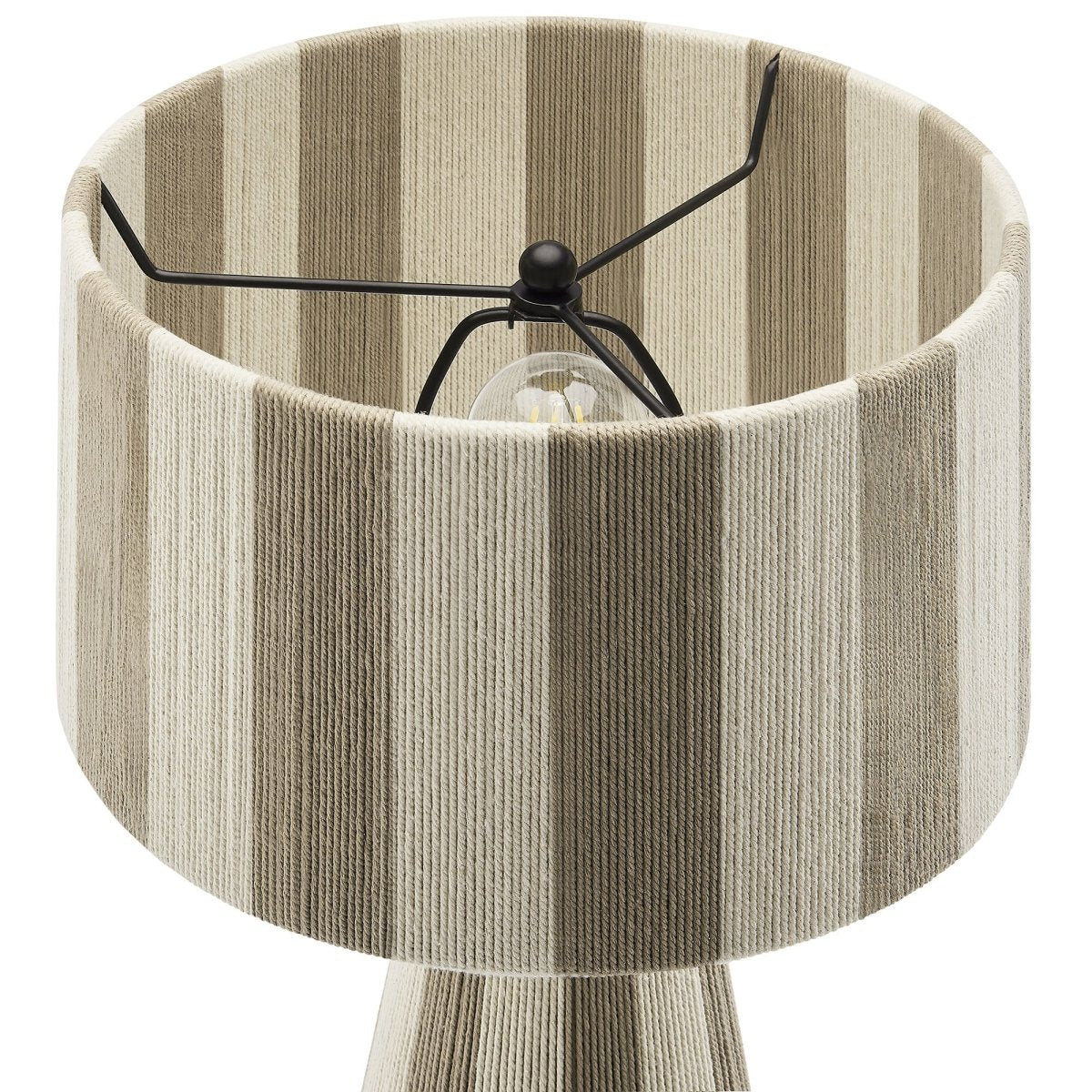 Handwoven Cotton Thread Striped Table Lamp – Cobblestone - Lighting - Alpine Outlets
