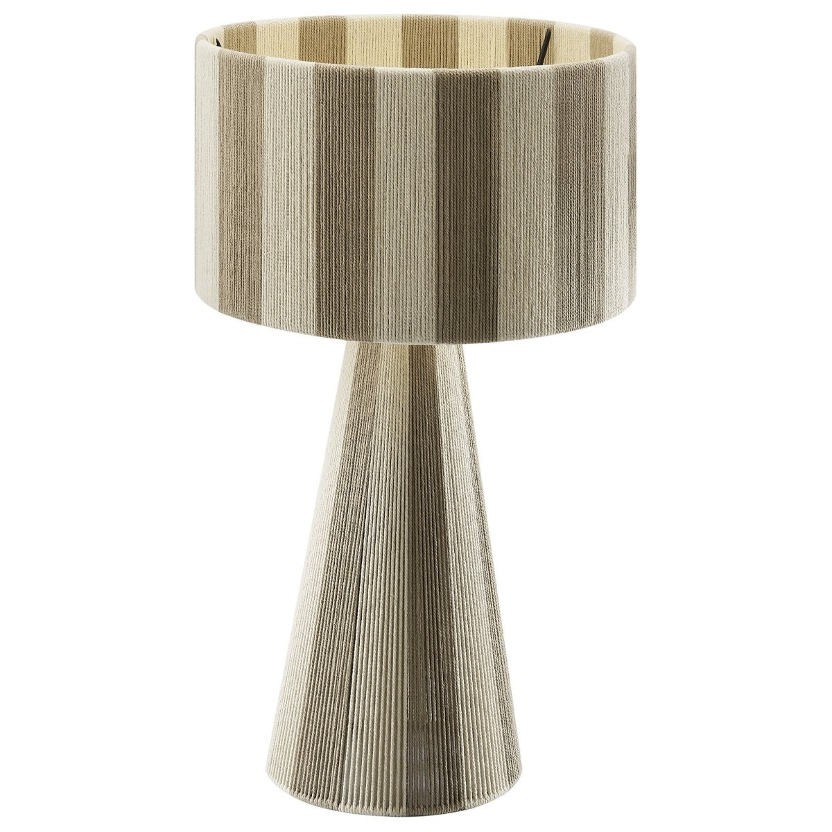 Handwoven Cotton Thread Striped Table Lamp – Cobblestone - Lighting - Alpine Outlets