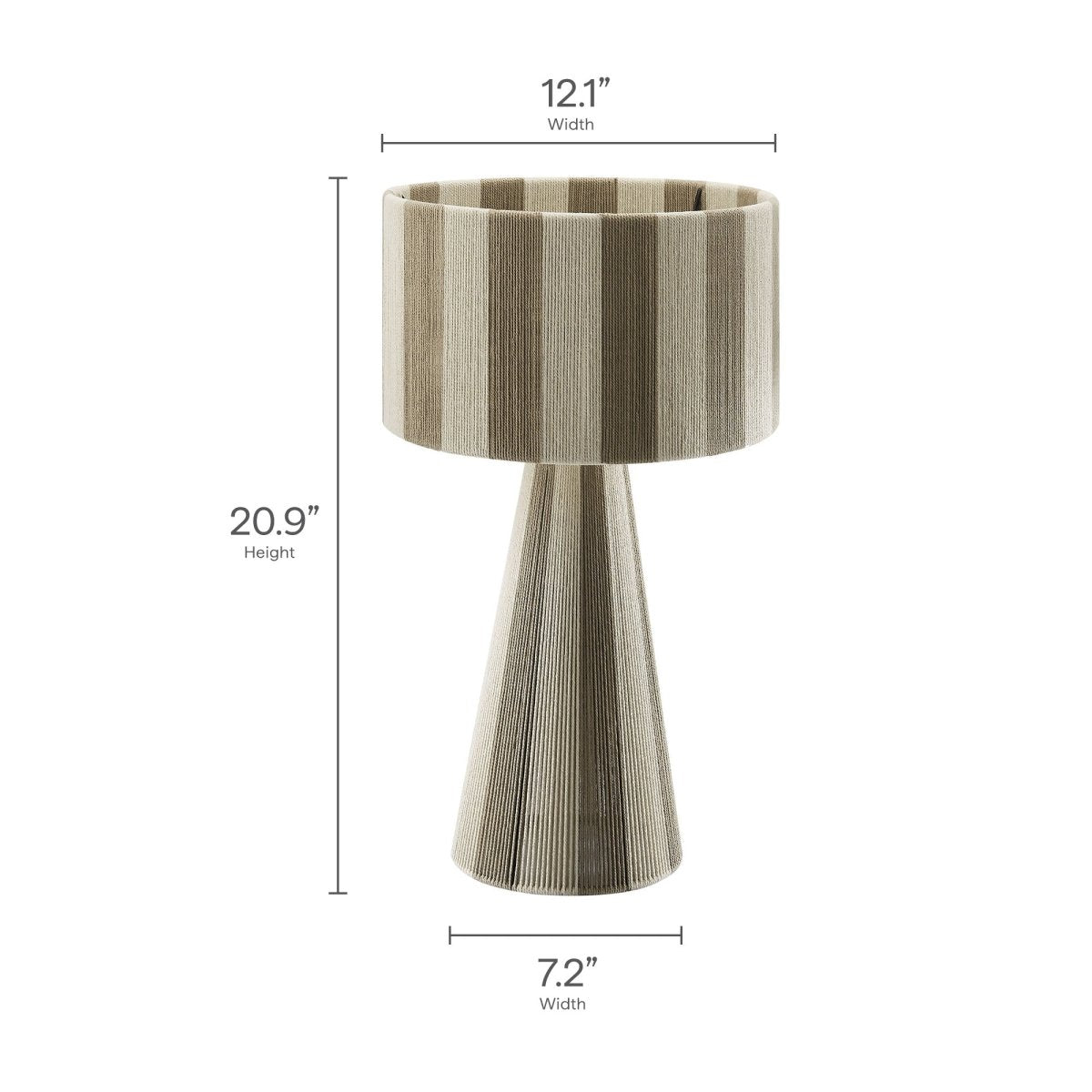 Handwoven Cotton Thread Striped Table Lamp – Cobblestone - Lighting - Alpine Outlets