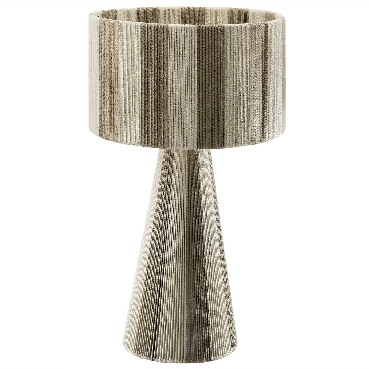 Handwoven Cotton Thread Striped Table Lamp – Cobblestone - Lighting - Alpine Outlets