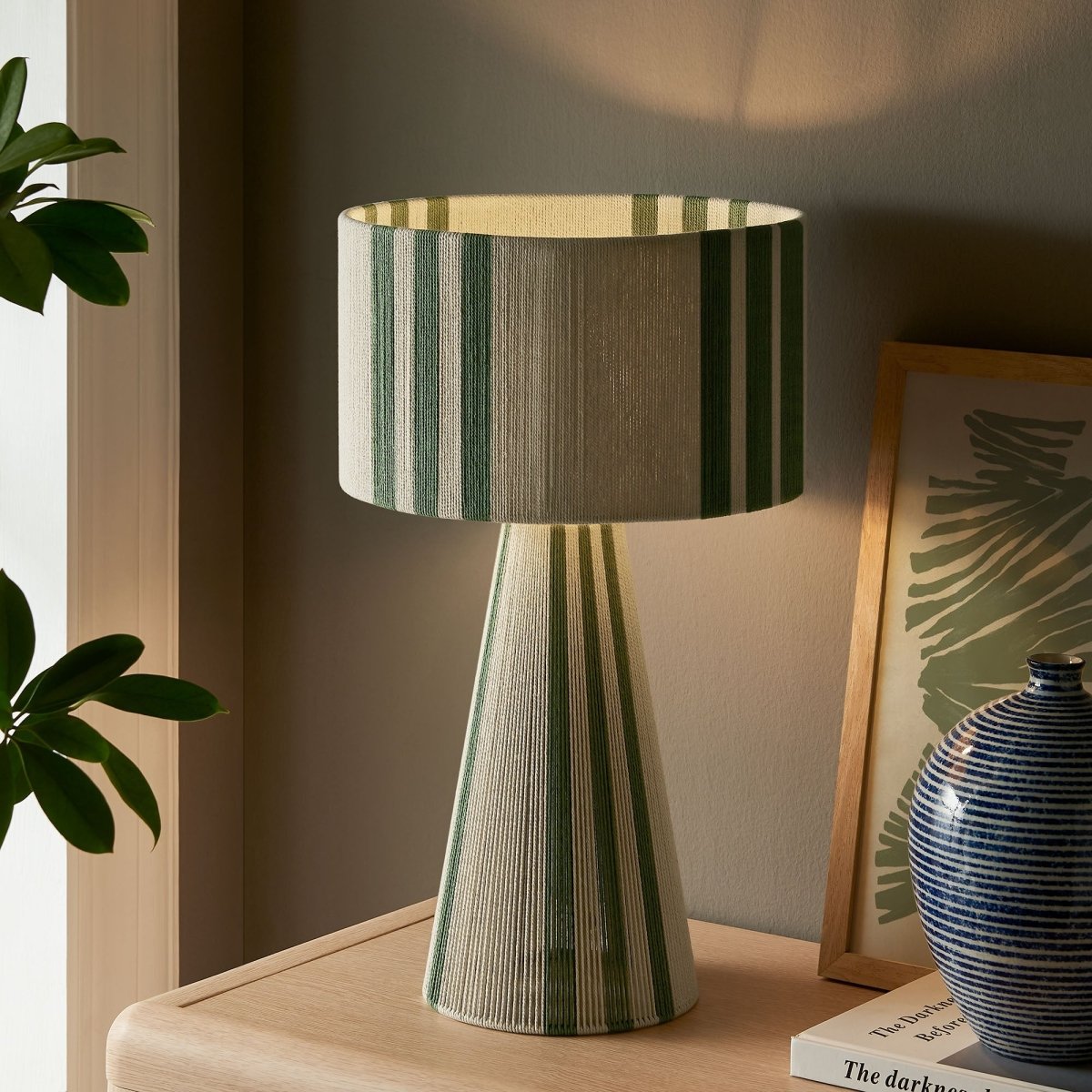 Handwoven Cotton Thread Table Lamp – Basil Green - Lighting - Alpine Outlets