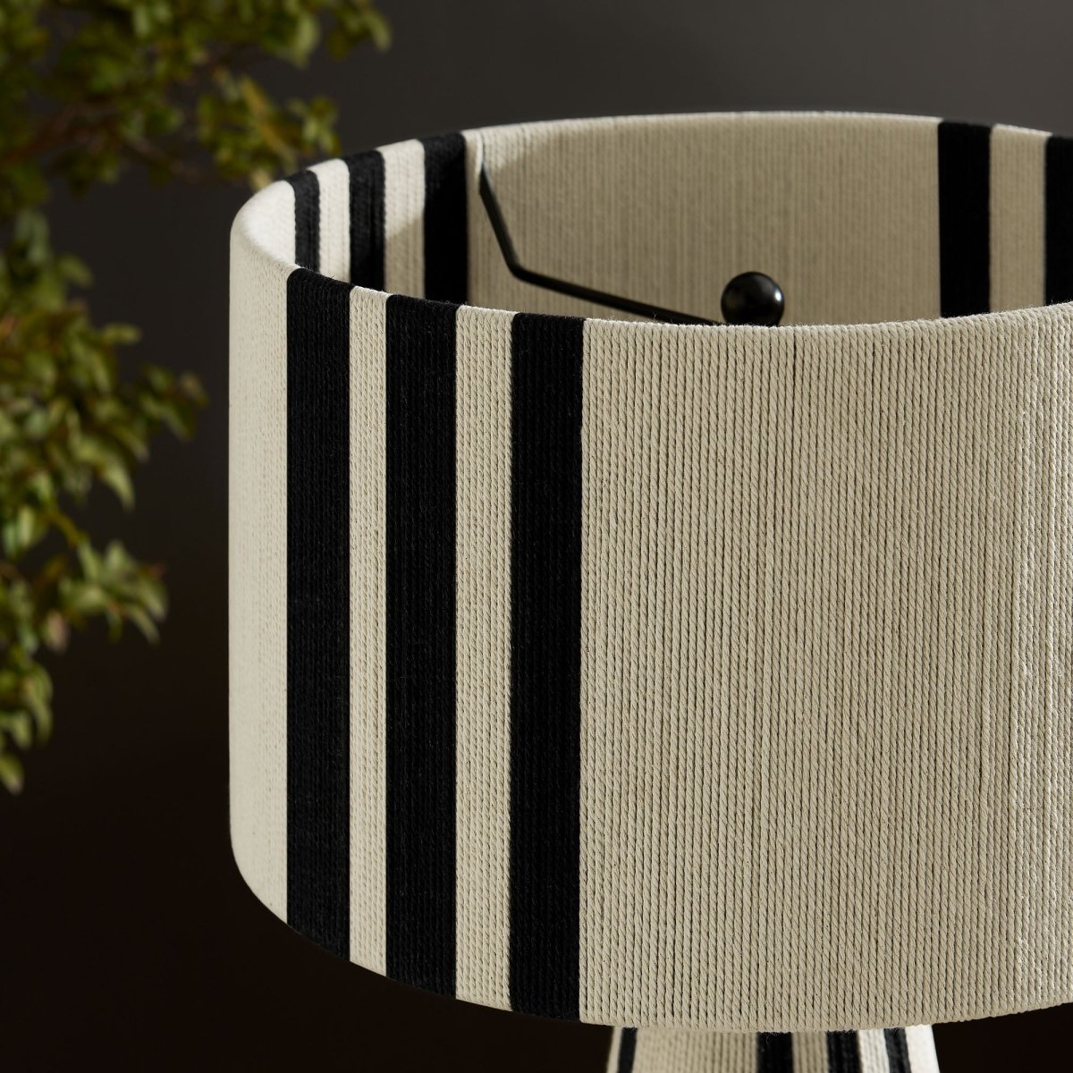 Handwoven Cotton Thread Table Lamp – Black - Lighting - Alpine Outlets