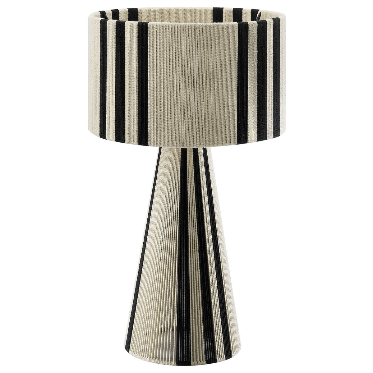 Handwoven Cotton Thread Table Lamp – Black - Lighting - Alpine Outlets