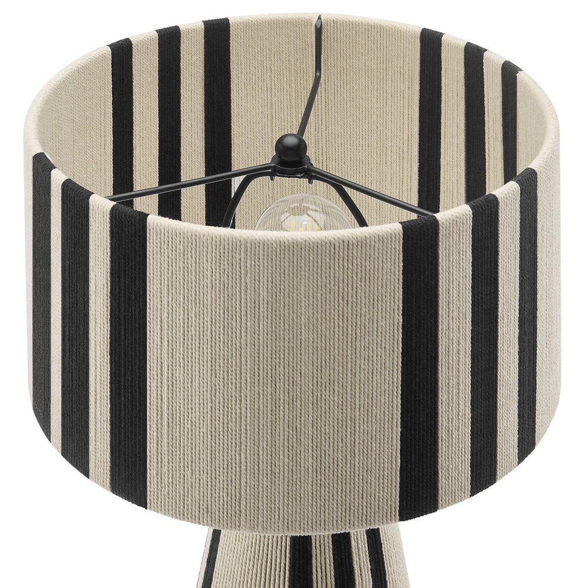 Handwoven Cotton Thread Table Lamp – Black - Lighting - Alpine Outlets