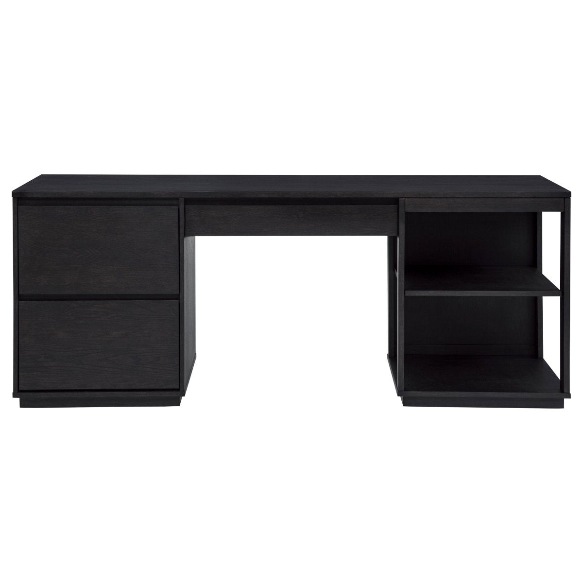 Harkes 75" 3-Drawer Computer Desk with Adjustable Shelf, Coffee Bean - Desks available at Alpine Outlets in Denver