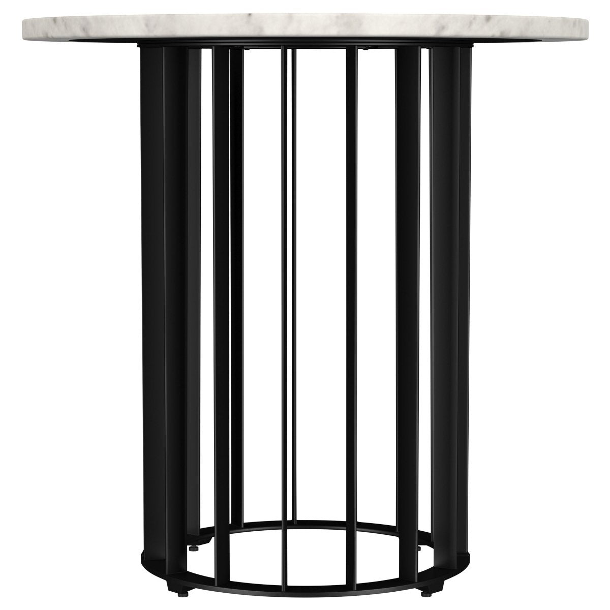 Haven Round White Marble Top End Table with Black Iron Base - End & Side Tables available at Alpine Outlets in Denver