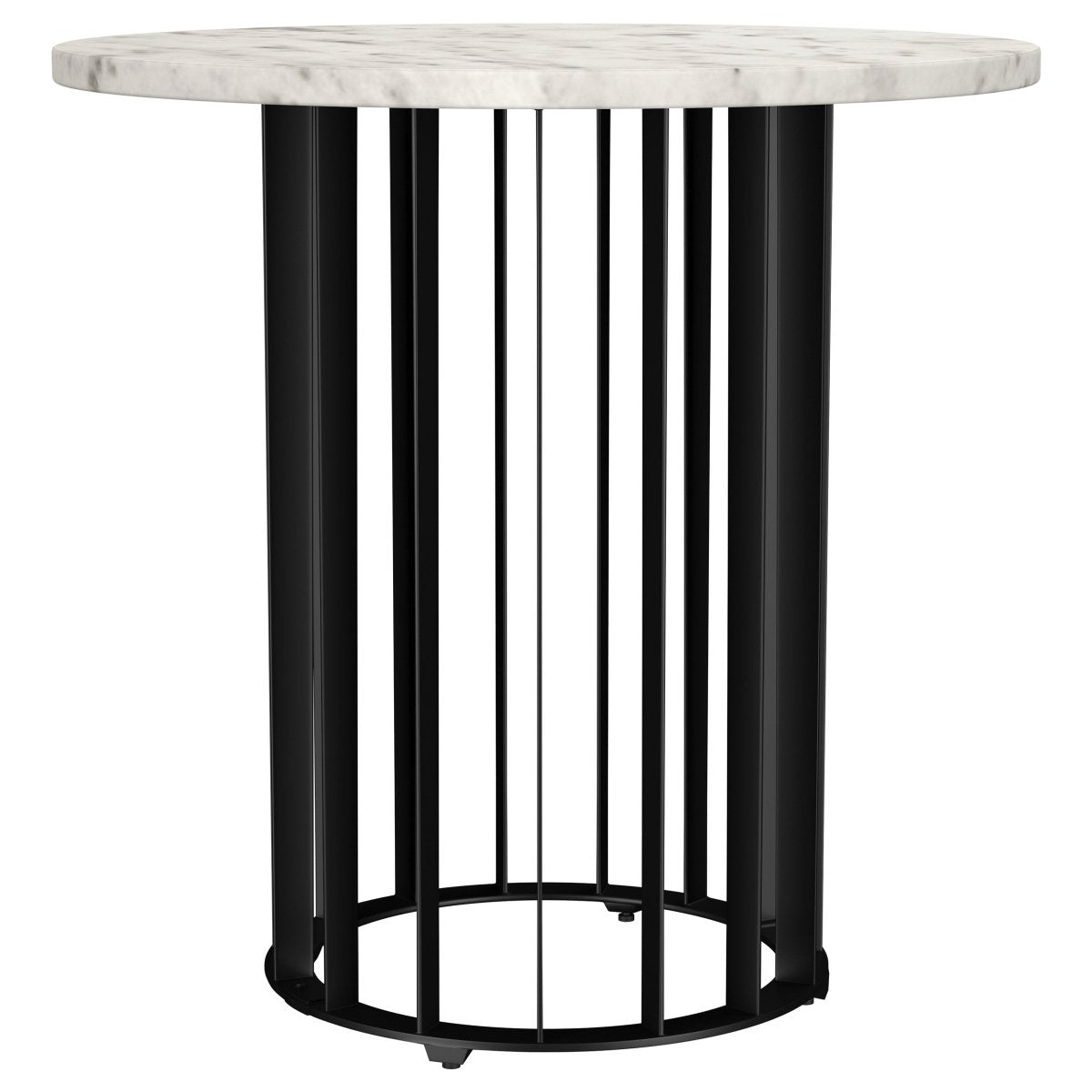 Haven Round White Marble Top End Table with Black Iron Base - End & Side Tables available at Alpine Outlets in Denver