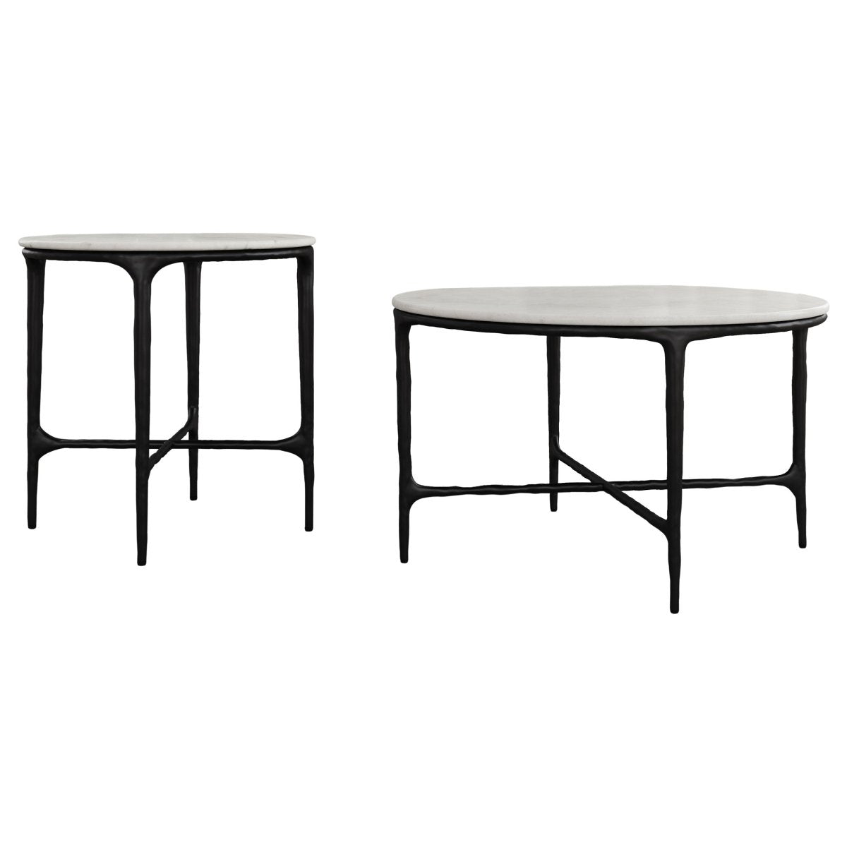 Hermas 2 - Piece Round Marble Coffee and End Table Set - Coffee Table Sets available at Alpine Outlets in Denver