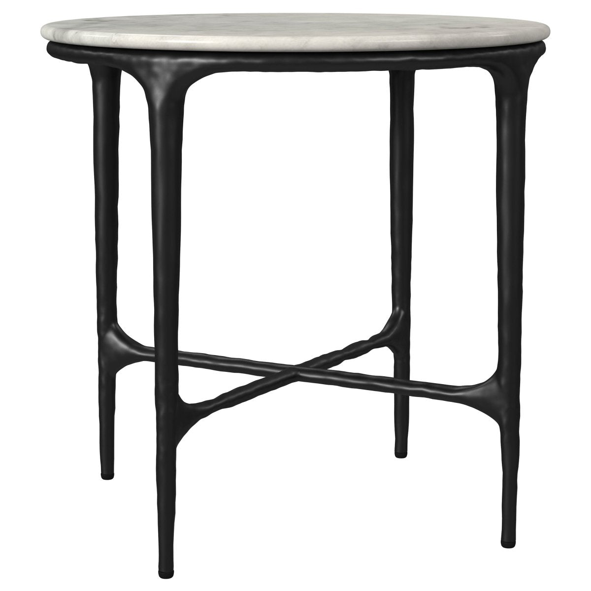 Hermas Round Marble Top Metal End Table, Black - End & Side Tables available at Alpine Outlets in Denver