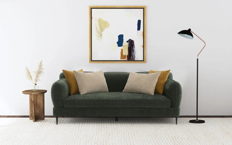 Jade Chenille Track Arm Sofa Green with Accent Pillows