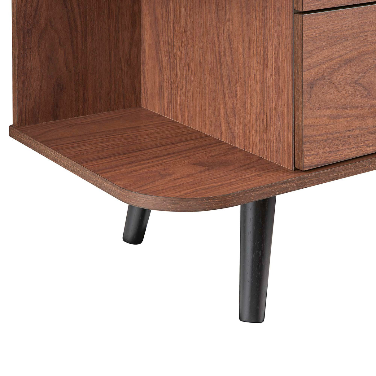 Open Display Sideboard Storage Cabinet with Drawers – Wood Grain Stone Top 63 Inch