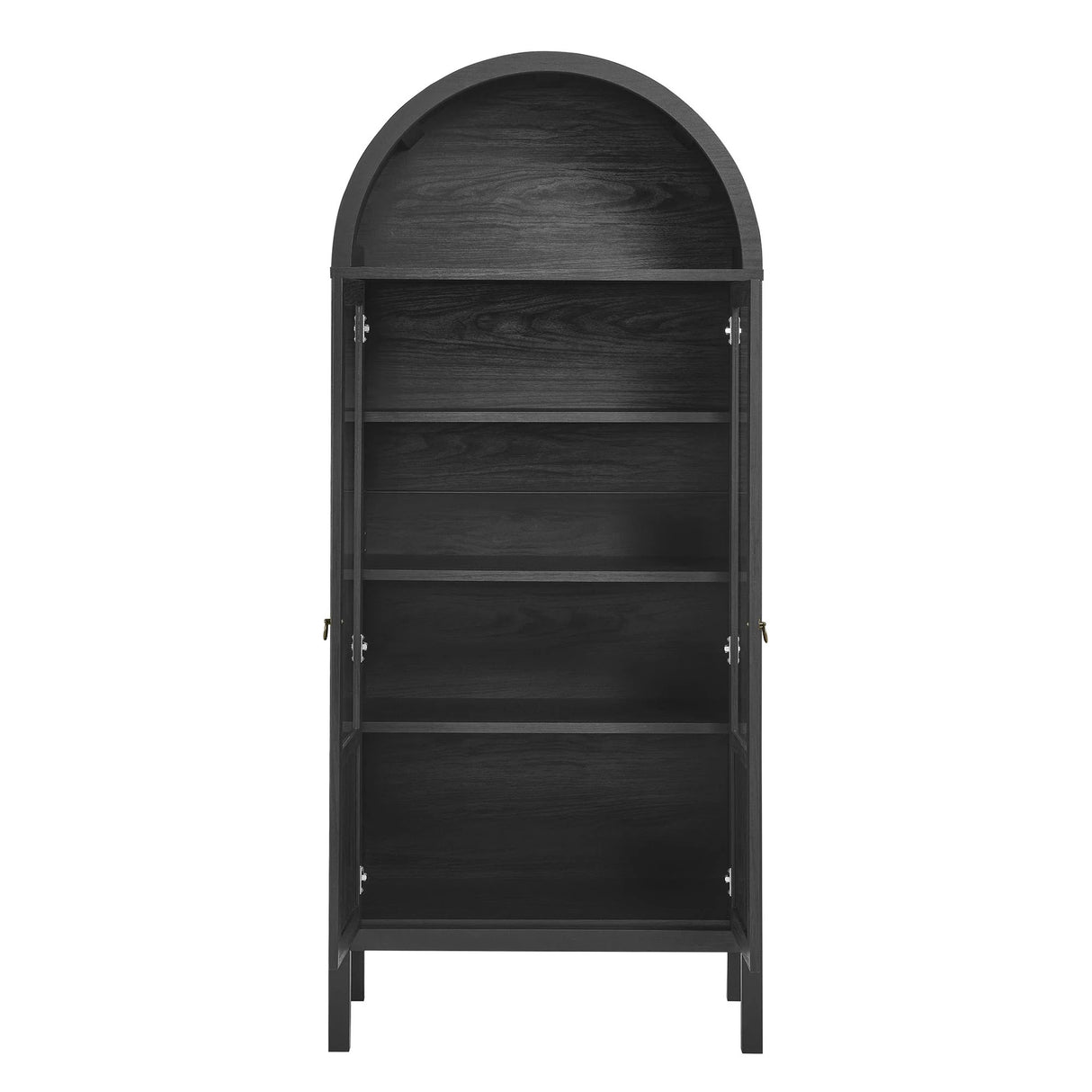 Modern Wood Grain Arched Tall Storage Display Cabinet – 71 Inch