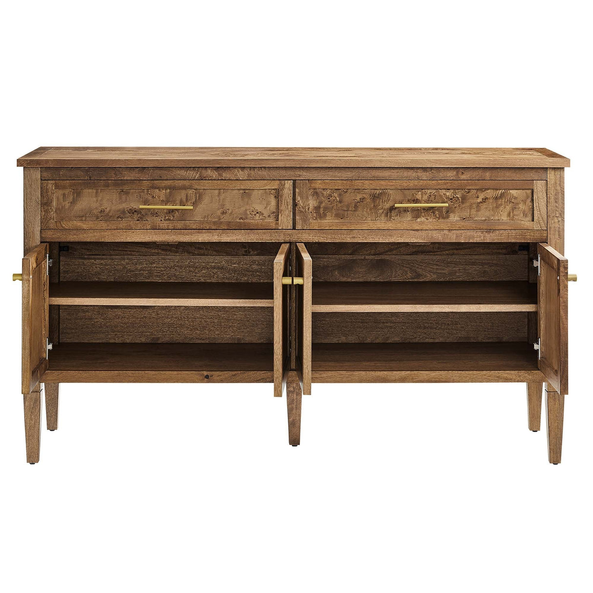 Burl Wood Sideboard Storage Cabinet with Drawers – Wood Finish 62 Inch