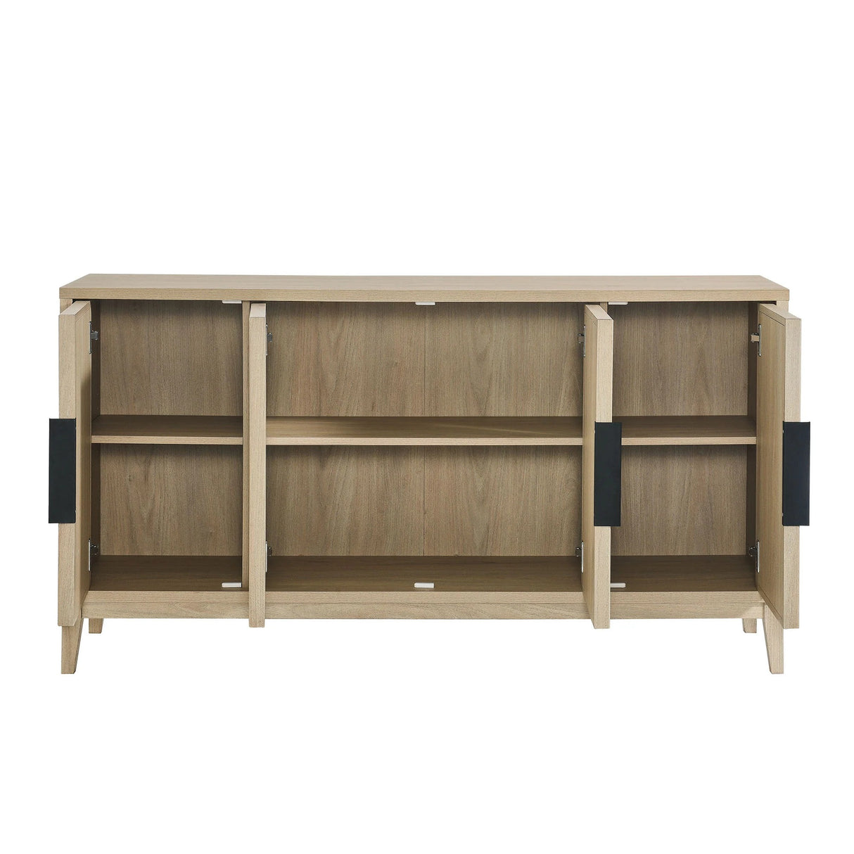 Modern Horizontal 4-Door Sideboard – Wood Grain 59 Inch