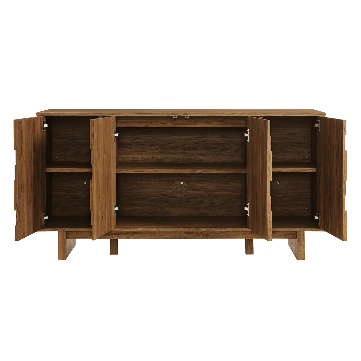 Carved Geometric 4 Door Sideboard – Walnut 59 Inch