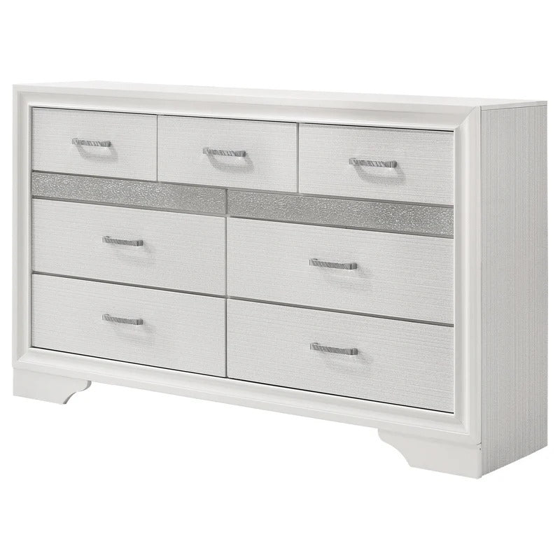 Miranda White 9-Drawer Glam Dresser with Hidden Jewelry Drawer
