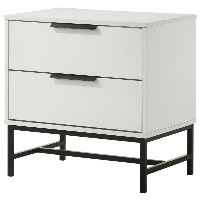 Sonora White 2-Drawer Contemporary Nightstand