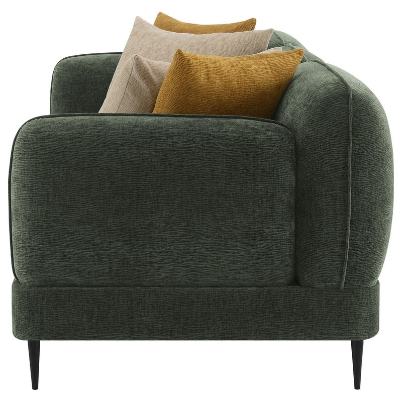 Jade Chenille Track Arm Sofa Green with Accent Pillows