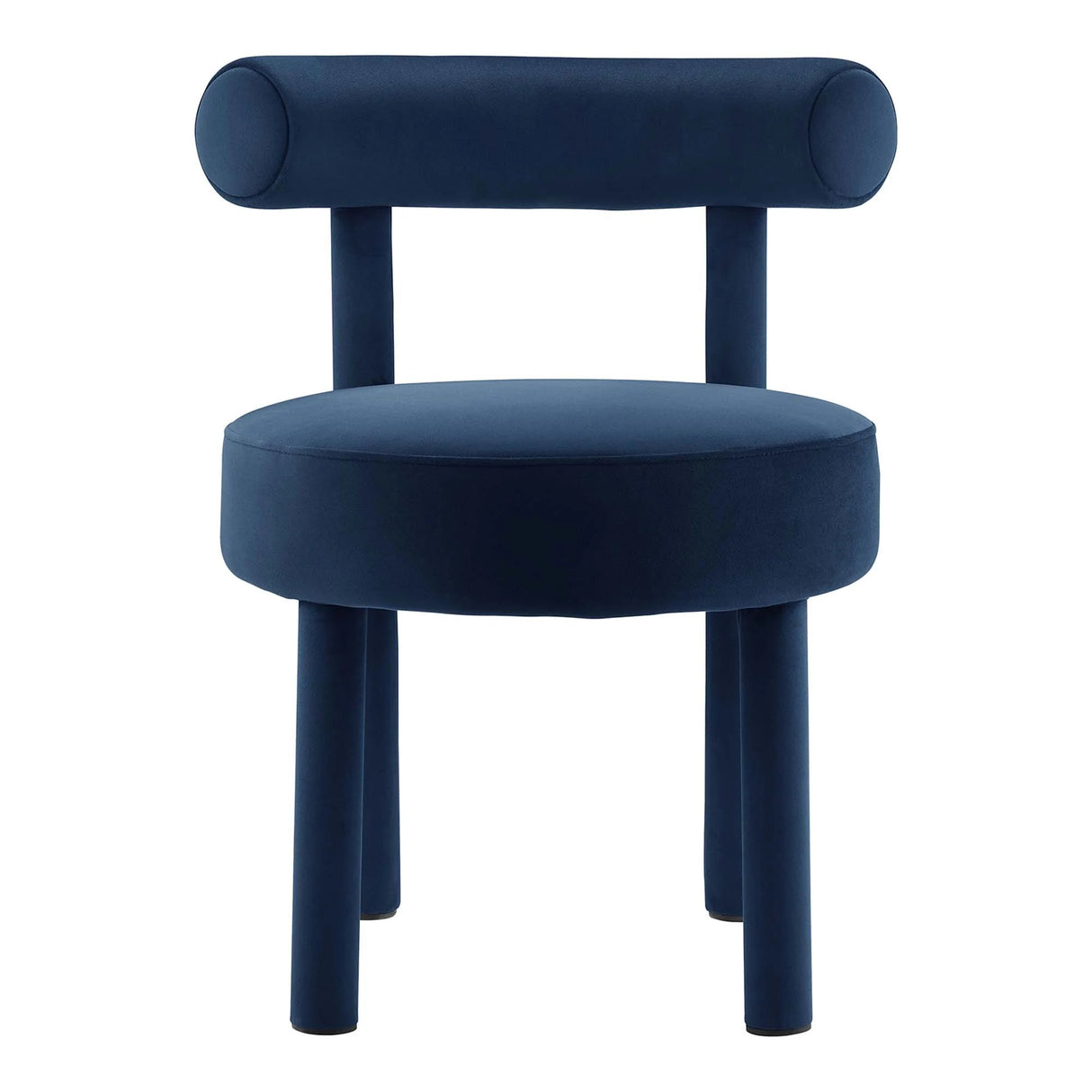 Set of 2 Performance Velvet Circular Dining Chairs with Bolster Backrest