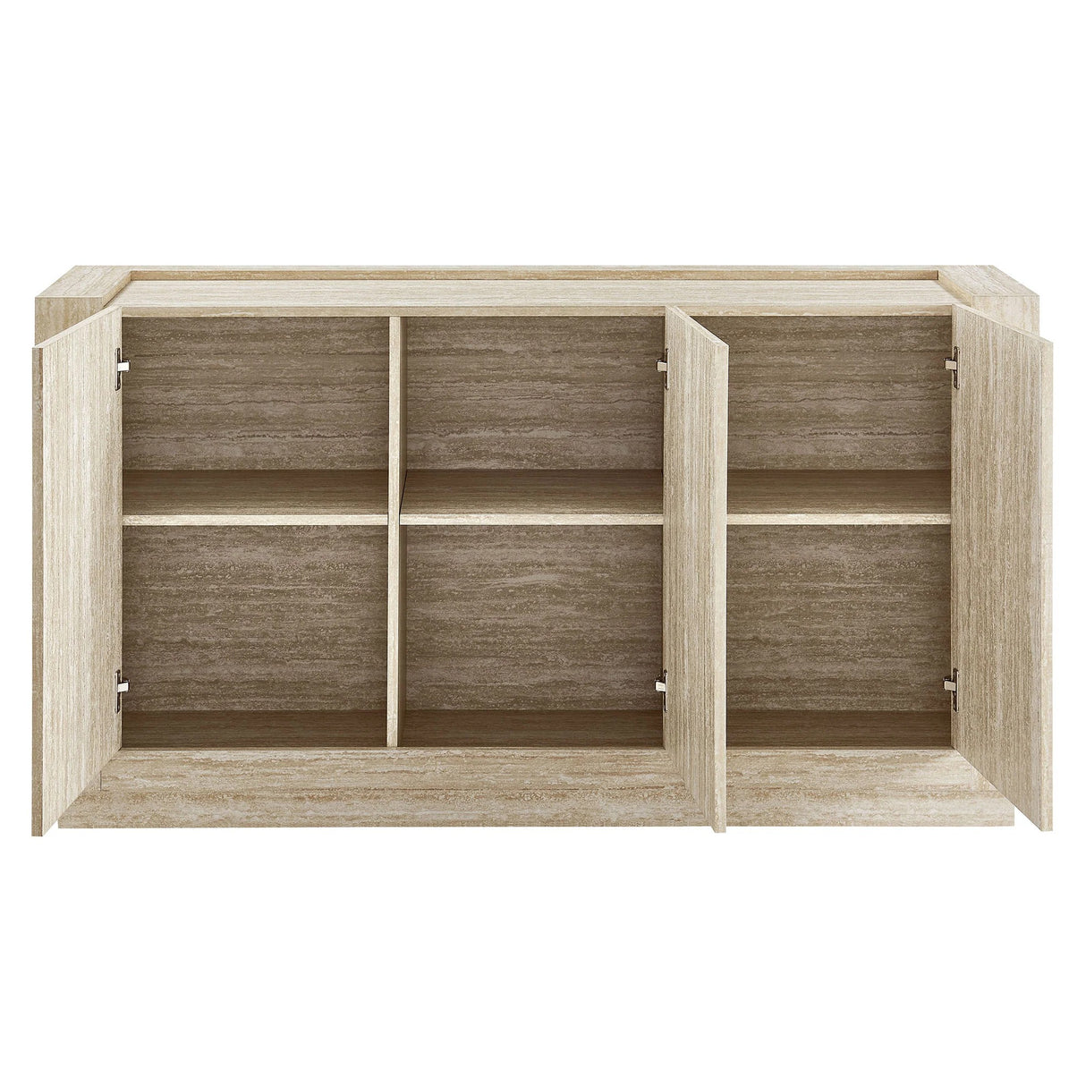 Modern Travertine Texture 3-Door Sideboard – Travertine 59 Inch