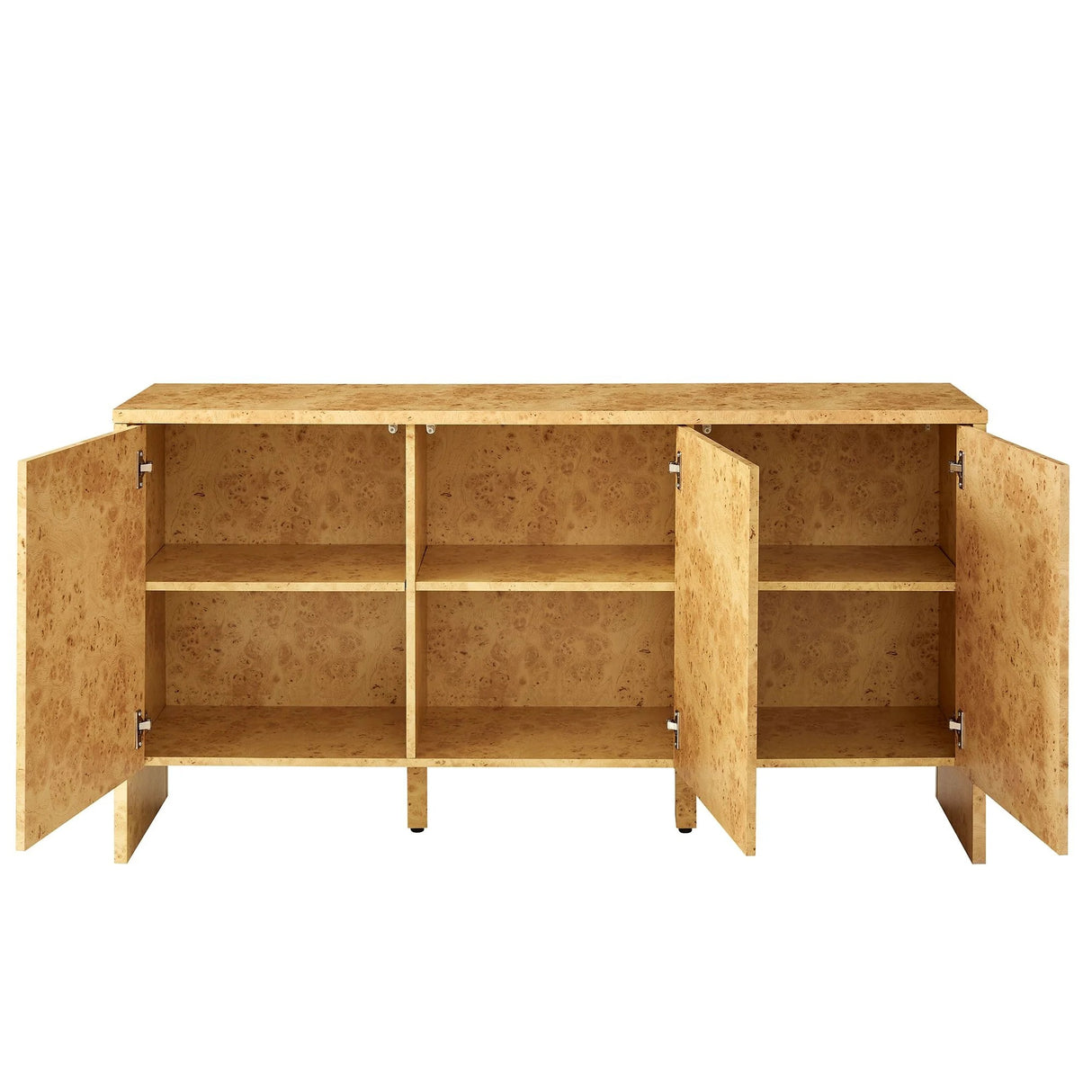 Modern Burl Wood 3-Door Sideboard β Natural 60 Inch