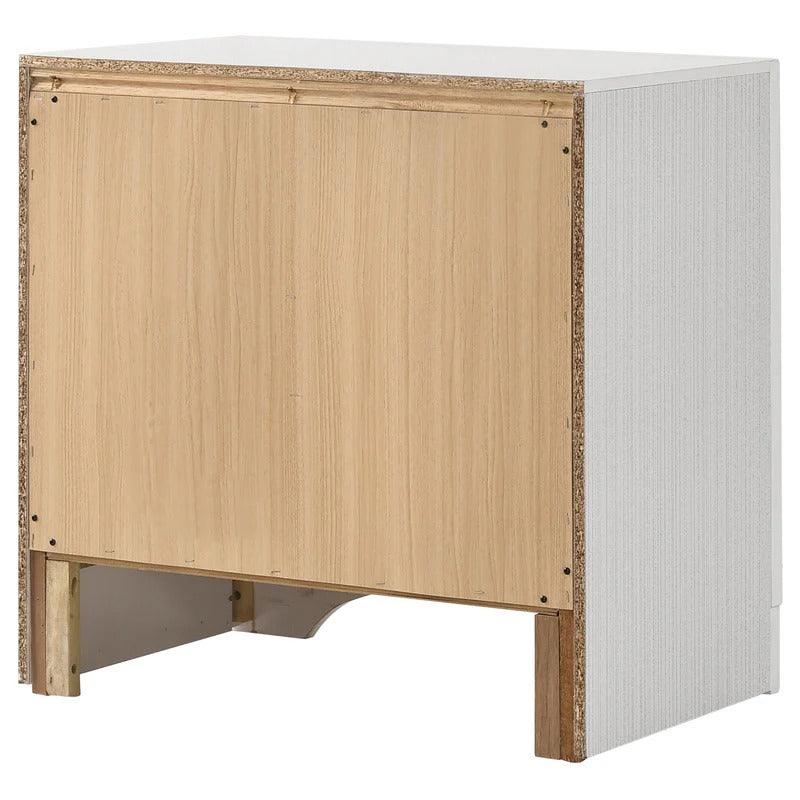 Miranda White 3-Drawer Glam Nightstand with Hidden Storage