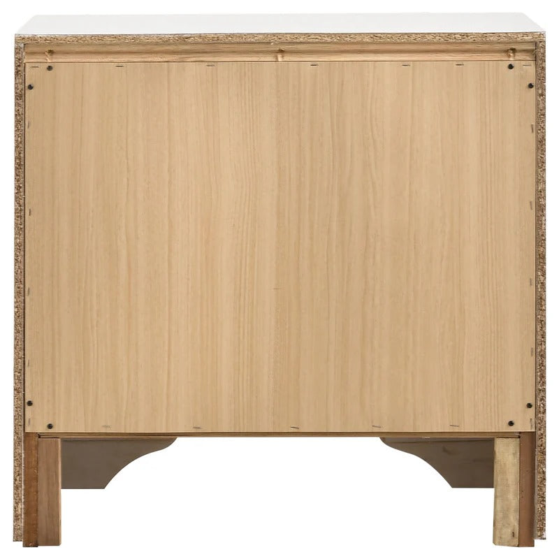 Miranda White 3-Drawer Glam Nightstand with Hidden Storage