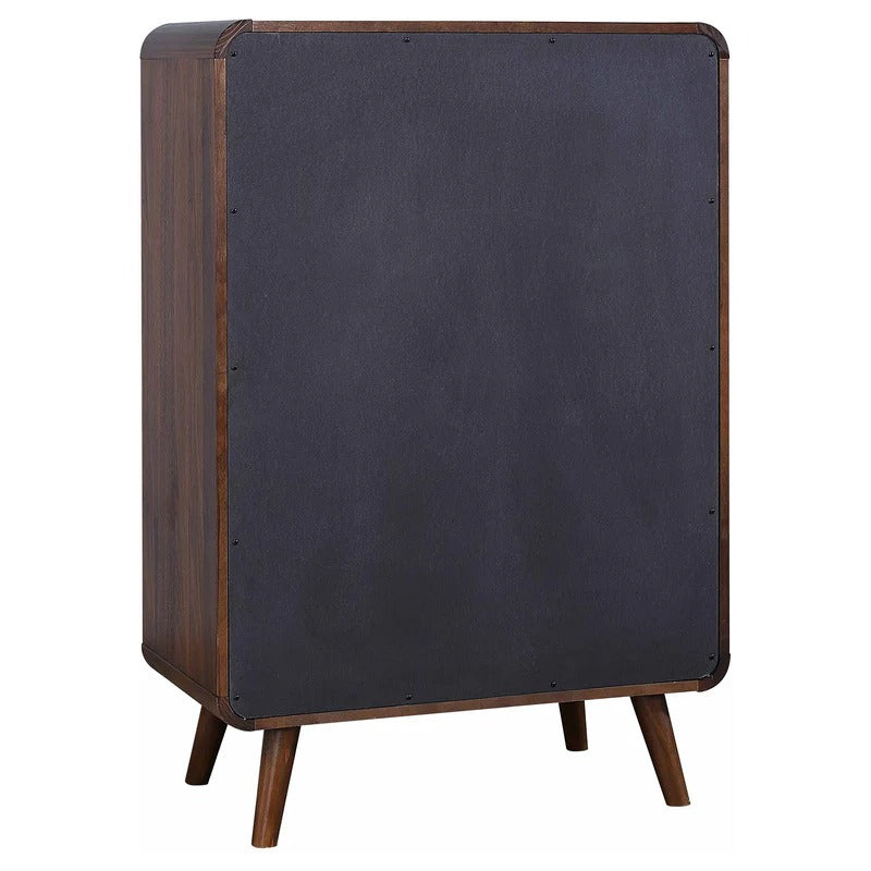 Robyn Dark Walnut 5-Drawer Mid-Century Chest