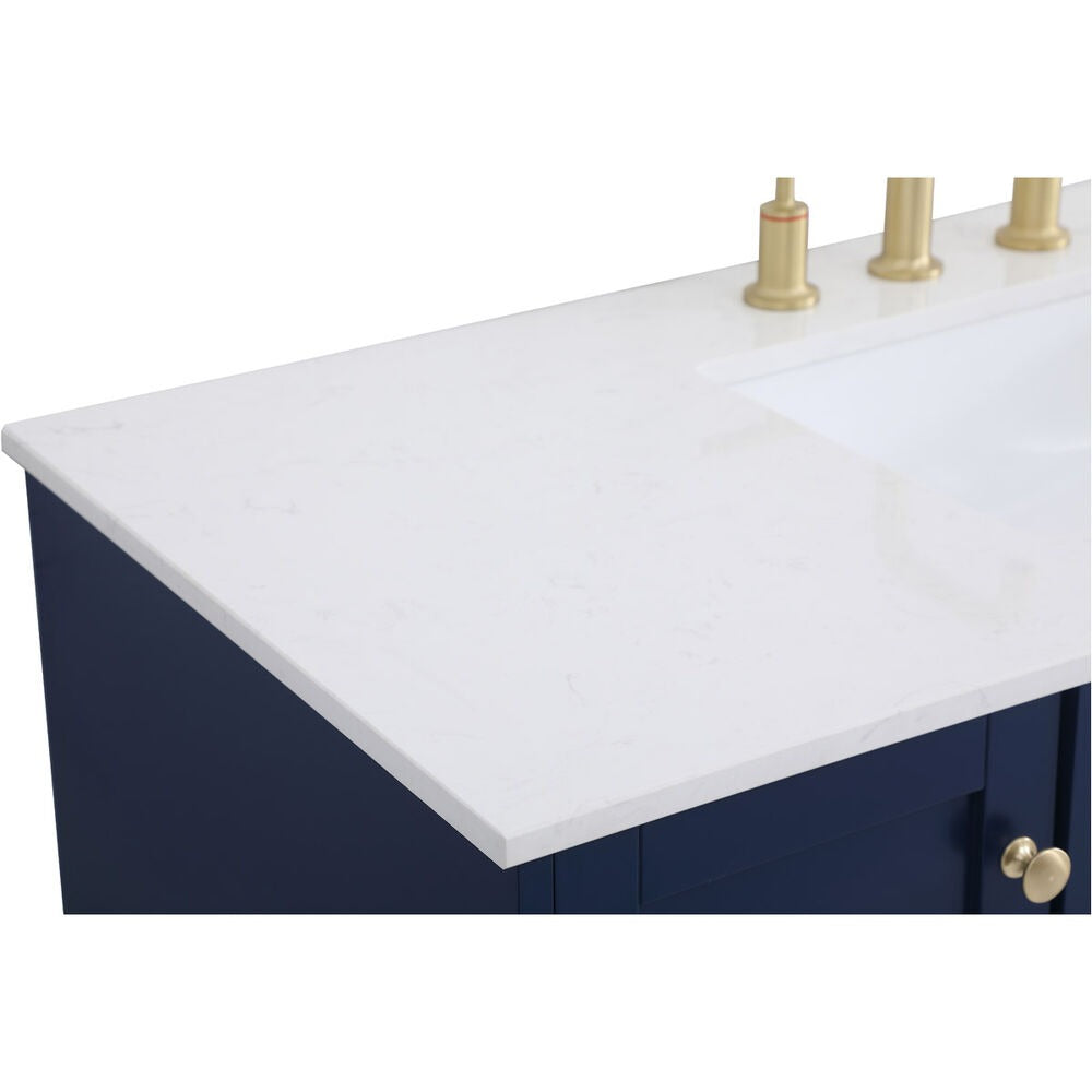 Sommerville 48 Inch Blue Bathroom Vanity with Quartz Top